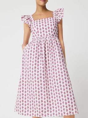 J. Crew Pink Floral Cotton Blend Midi Dress NWT Size 14